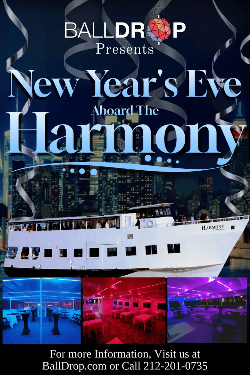 Flyer for Harmony Yacht NYC New Years Eve Party Cruise