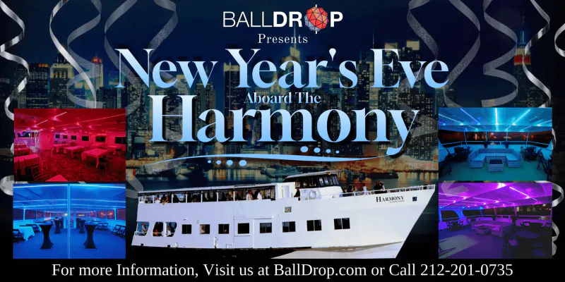 Flyer for Harmony Yacht NYC New Years Eve Party Cruise