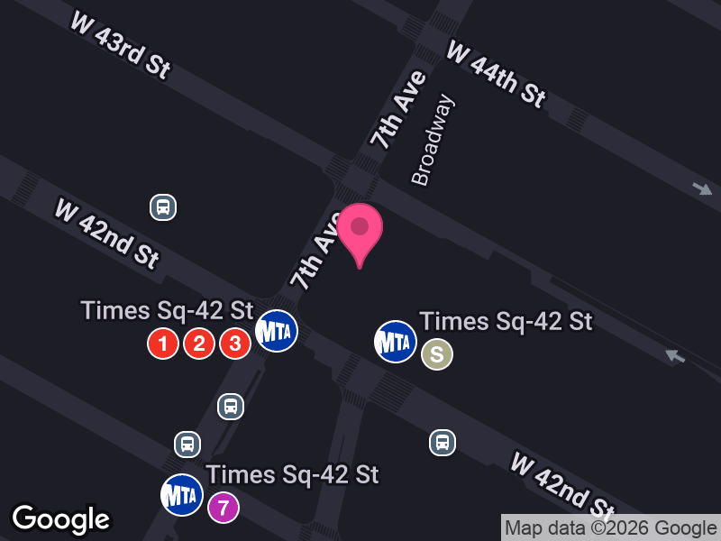 Street map around BallDrop Pass Times Square