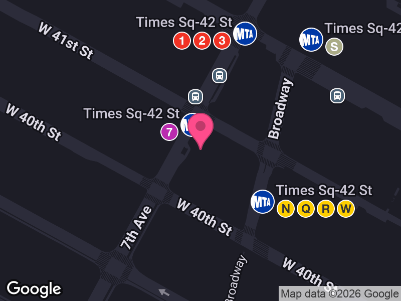 Street map around Yard House NYC Times Square
