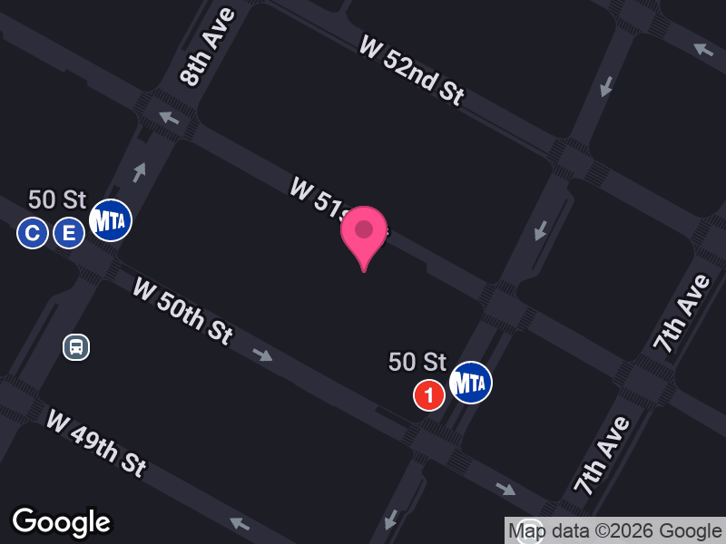 Street map around Chicken Guy Times Square NYC