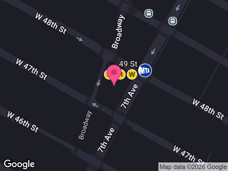 Street map around Olive Garden Times Square