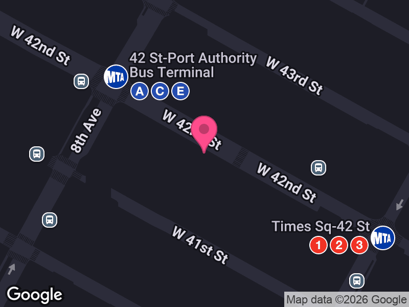 Street map around AMC Empire 25