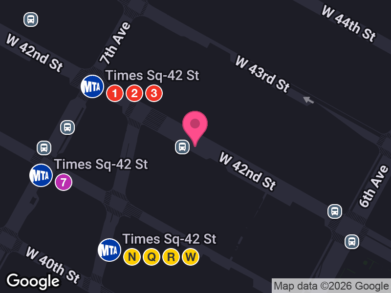 Street map around Planet Hollywood Times Square NYC
